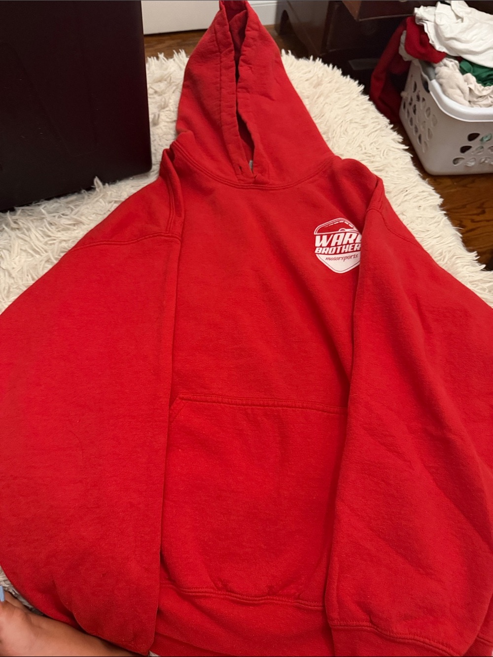 Brother Red Hooded Pullover Sweatshirt